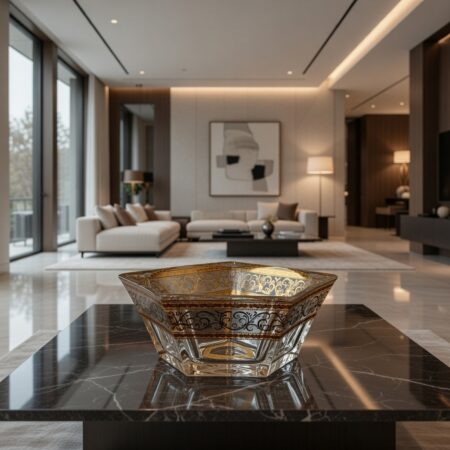 Kristalna oasis Gold činija poklon za svadbu mladence